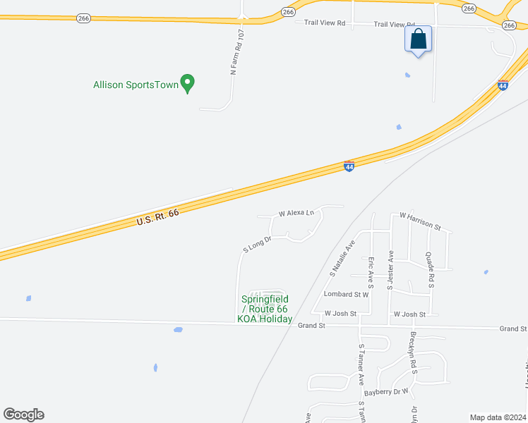 map of restaurants, bars, coffee shops, grocery stores, and more near 5817 West Alexa Lane in Springfield