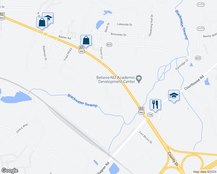 map of restaurants, bars, coffee shops, grocery stores, and more near 3001 Pinetree Drive in Petersburg