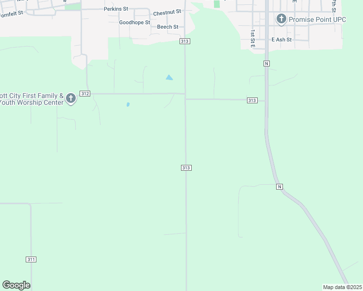 map of restaurants, bars, coffee shops, grocery stores, and more near 425 County Road 313 in Scott City