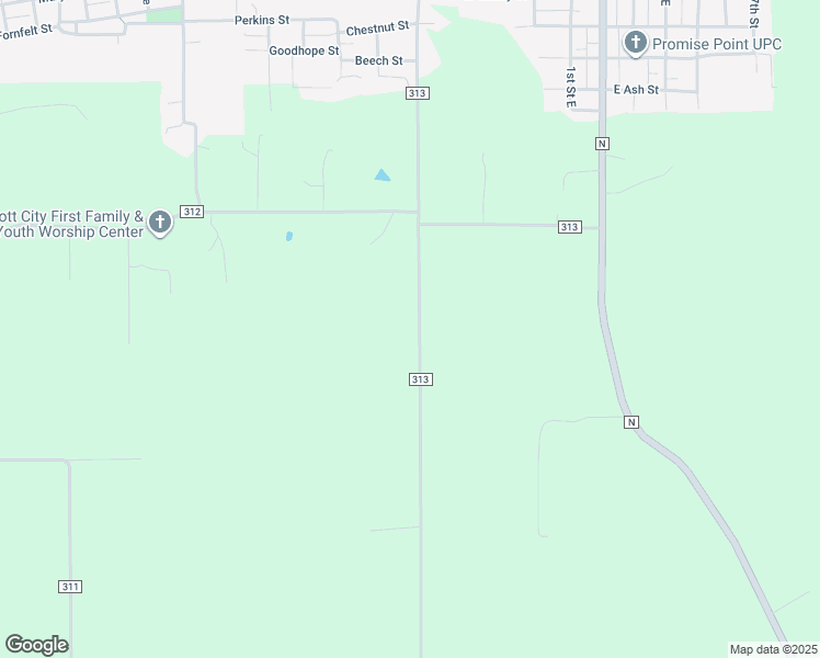 map of restaurants, bars, coffee shops, grocery stores, and more near 425 County Road 313 in Scott City