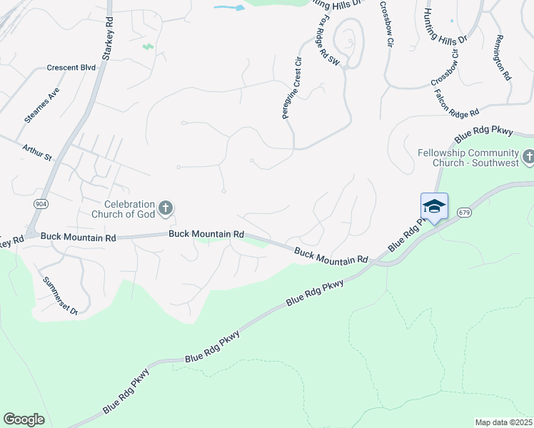 map of restaurants, bars, coffee shops, grocery stores, and more near Campbell View Lane in Roanoke