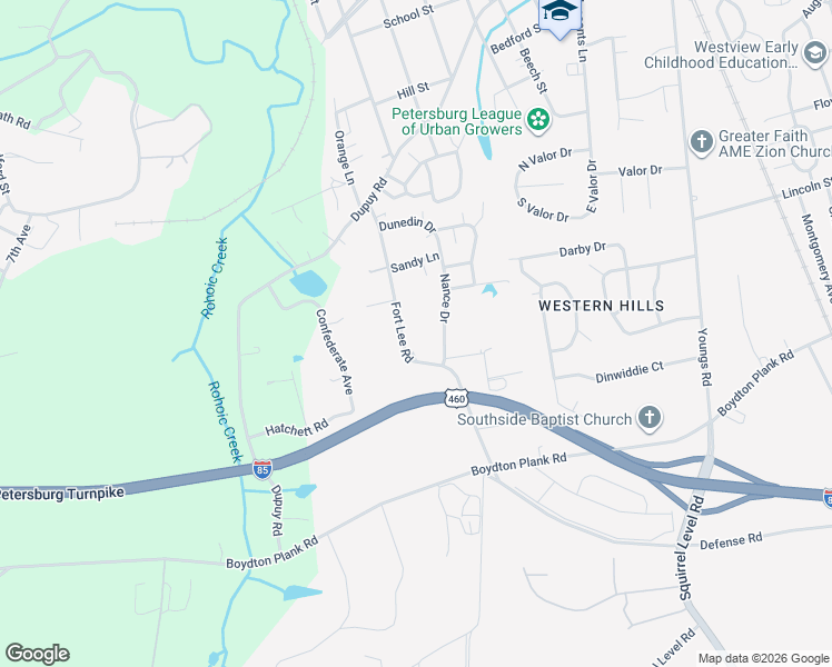 map of restaurants, bars, coffee shops, grocery stores, and more near 809 Fort Lee Road in Petersburg