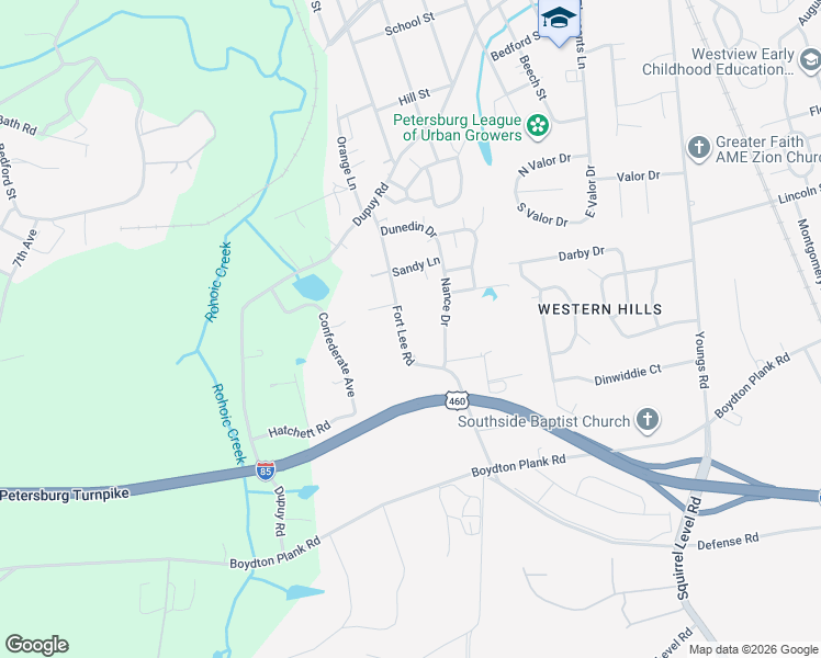 map of restaurants, bars, coffee shops, grocery stores, and more near 809 Fort Lee Road in Petersburg