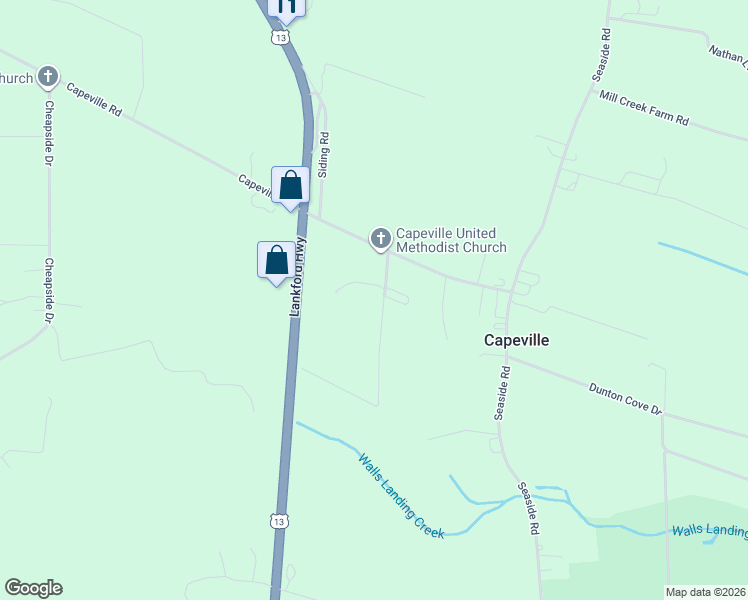 map of restaurants, bars, coffee shops, grocery stores, and more near 27302 Walnut Grove Lane in Cape Charles