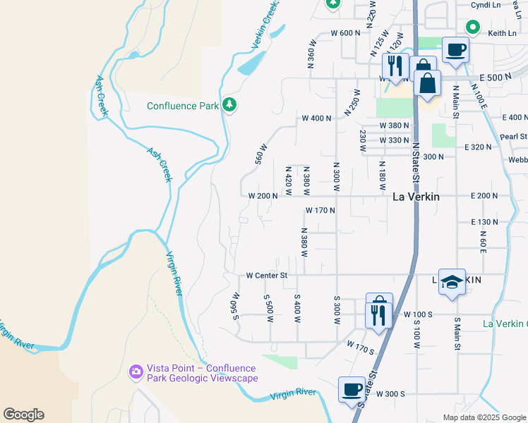 map of restaurants, bars, coffee shops, grocery stores, and more near 164 North 500 West in La Verkin