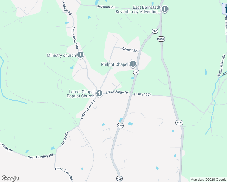 map of restaurants, bars, coffee shops, grocery stores, and more near West Highway 1376 in East Bernstadt