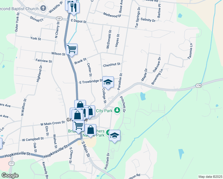 map of restaurants, bars, coffee shops, grocery stores, and more near 198-100 Blackhawk Drive in Greenville