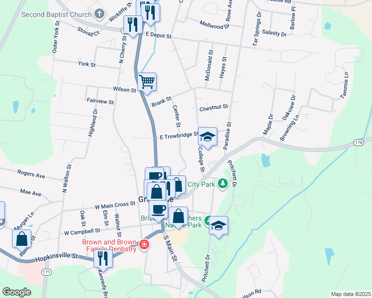 map of restaurants, bars, coffee shops, grocery stores, and more near 121-199 Mill Street in Greenville