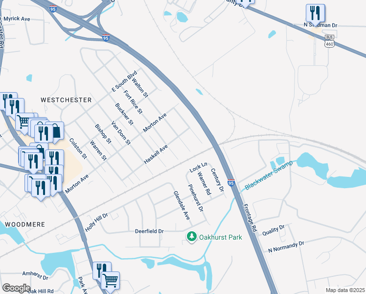 map of restaurants, bars, coffee shops, grocery stores, and more near 2322 Walton Street in Petersburg