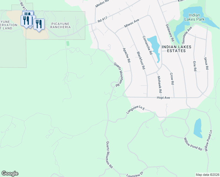 map of restaurants, bars, coffee shops, grocery stores, and more near 31364 Quartz Mountain Road in Coarsegold