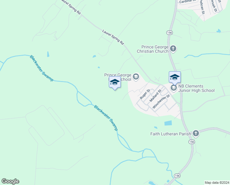 map of restaurants, bars, coffee shops, grocery stores, and more near 7801 Laurel Spring Road in Prince George