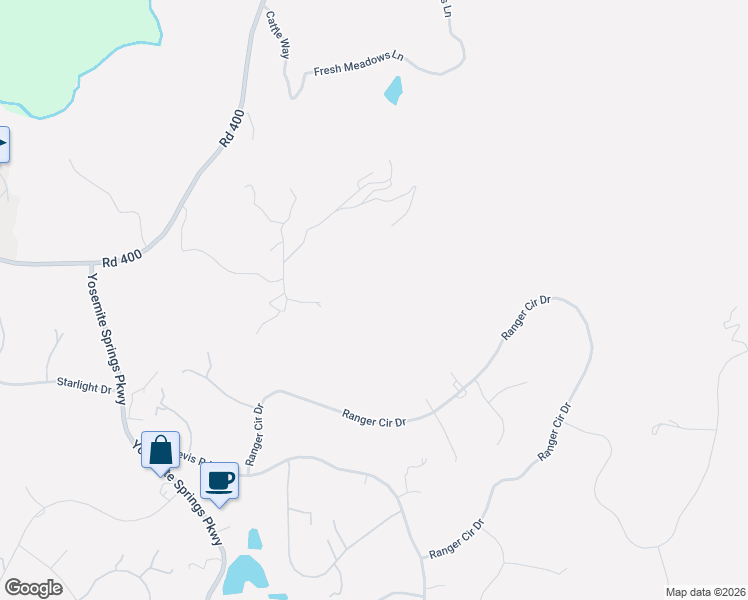 map of restaurants, bars, coffee shops, grocery stores, and more near 42843 Ranger Circle Drive in Coarsegold