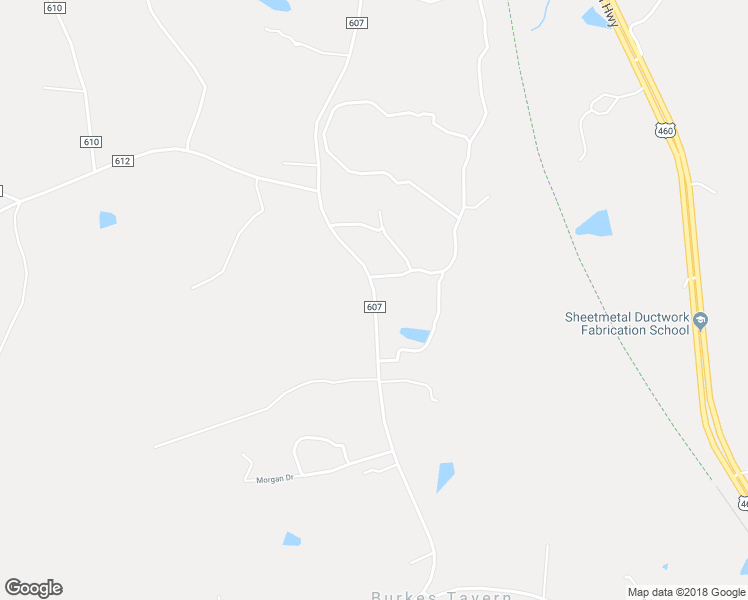 map of restaurants, bars, coffee shops, grocery stores, and more near Orchard Road in Burkeville