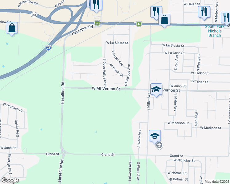 map of restaurants, bars, coffee shops, grocery stores, and more near 4800 West Mount Vernon Street in Springfield