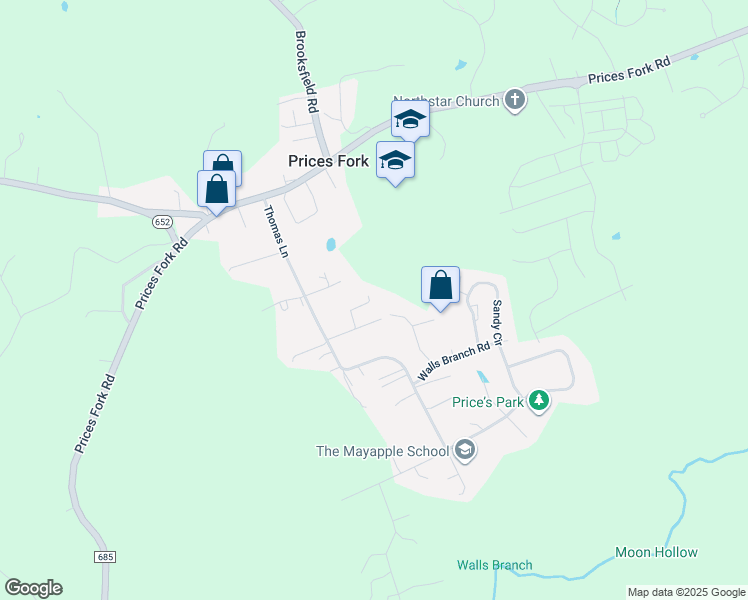 map of restaurants, bars, coffee shops, grocery stores, and more near 3041-3099 Murril Lane in Blacksburg