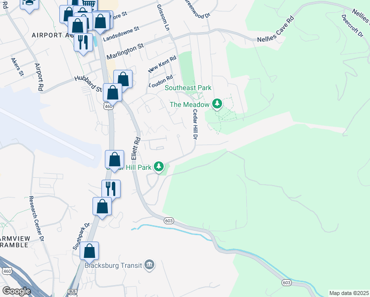 map of restaurants, bars, coffee shops, grocery stores, and more near 509 Essex Court in Blacksburg