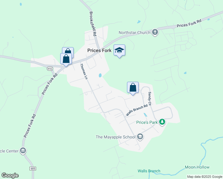 map of restaurants, bars, coffee shops, grocery stores, and more near 3020 Murril Lane in Blacksburg