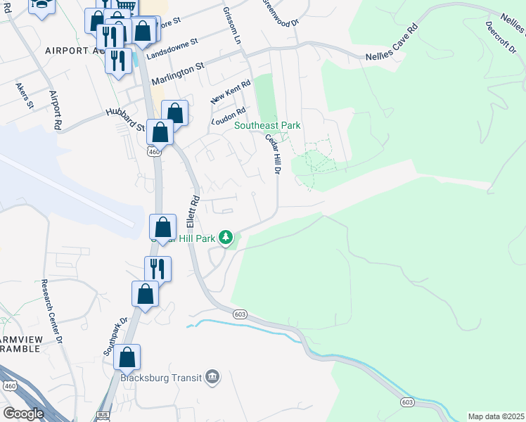 map of restaurants, bars, coffee shops, grocery stores, and more near 509 Essex Court in Blacksburg