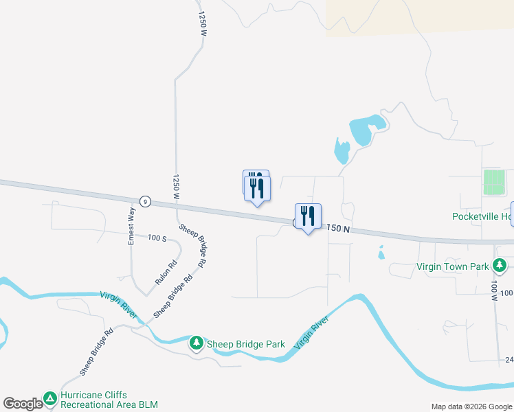 map of restaurants, bars, coffee shops, grocery stores, and more near 1000 West SR 9 in Virgin