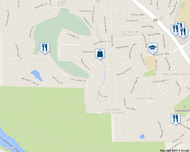 map of restaurants, bars, coffee shops, grocery stores, and more near 6888 Goldpine Court in San Jose