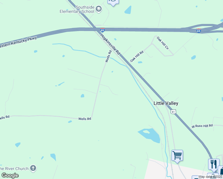 map of restaurants, bars, coffee shops, grocery stores, and more near 257-321 Wells Road in Nortonville