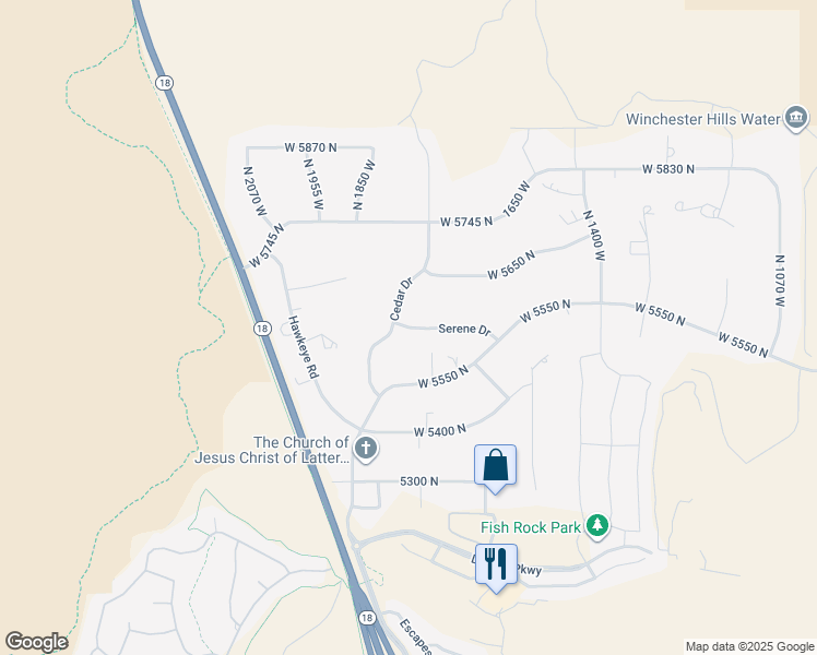 map of restaurants, bars, coffee shops, grocery stores, and more near 1772 Serene Drive in St. George