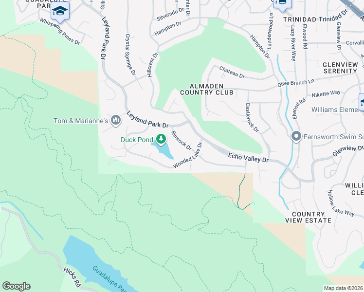 map of restaurants, bars, coffee shops, grocery stores, and more near 1364 Rimrock Drive in San Jose