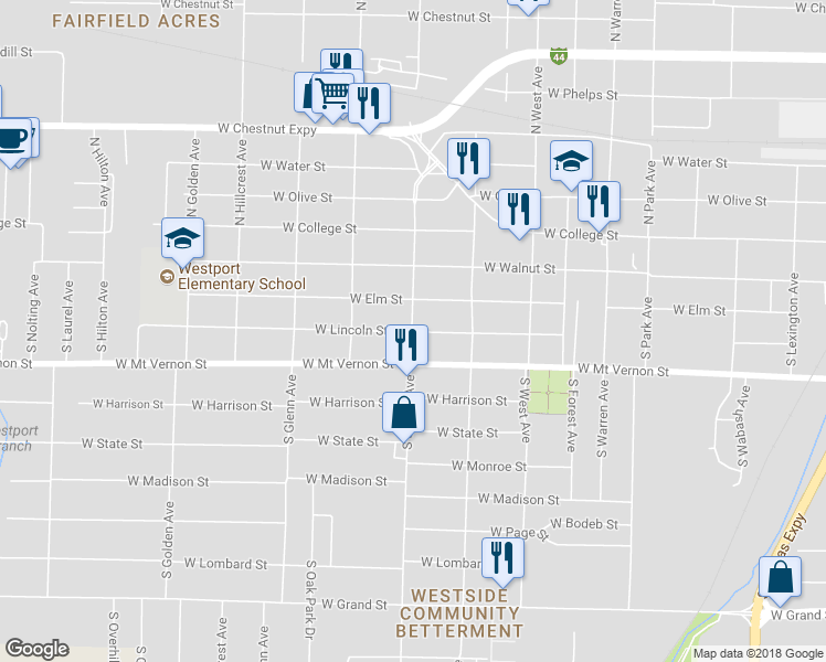 map of restaurants, bars, coffee shops, grocery stores, and more near 2699 West Lincoln Street in Springfield