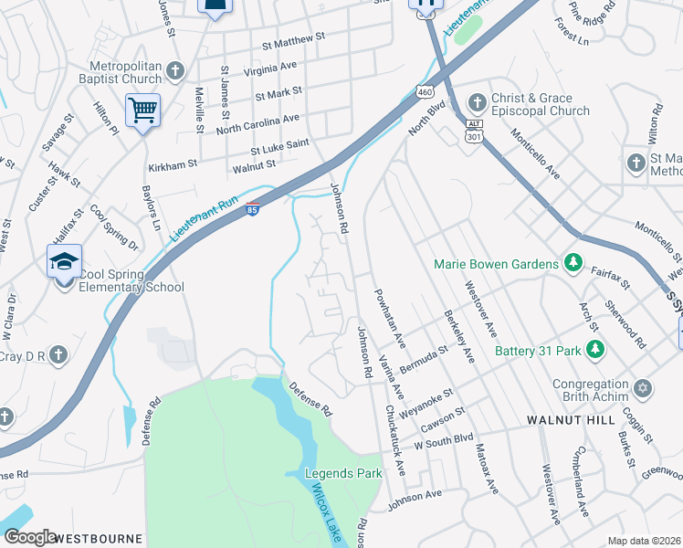 map of restaurants, bars, coffee shops, grocery stores, and more near 407 North Boulevard in Petersburg