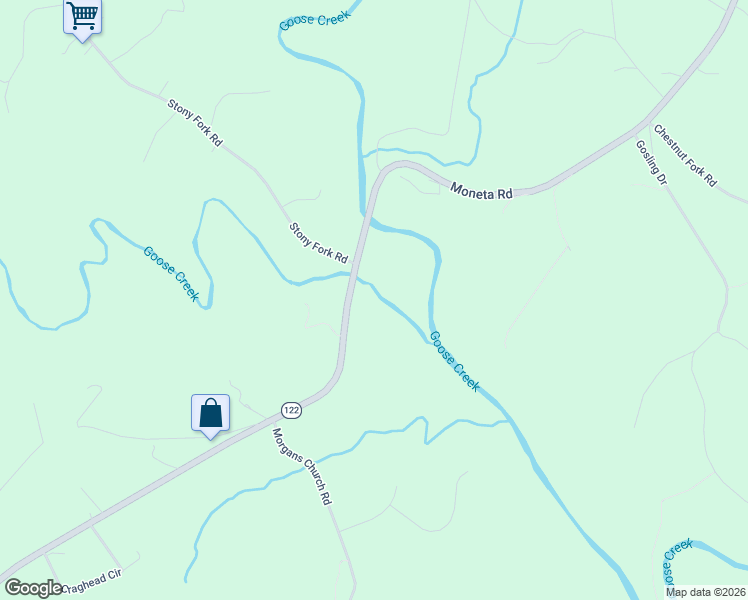 map of restaurants, bars, coffee shops, grocery stores, and more near 10476 Moneta Road in Moneta