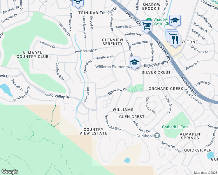 map of restaurants, bars, coffee shops, grocery stores, and more near 1178 Starling View Drive in San Jose