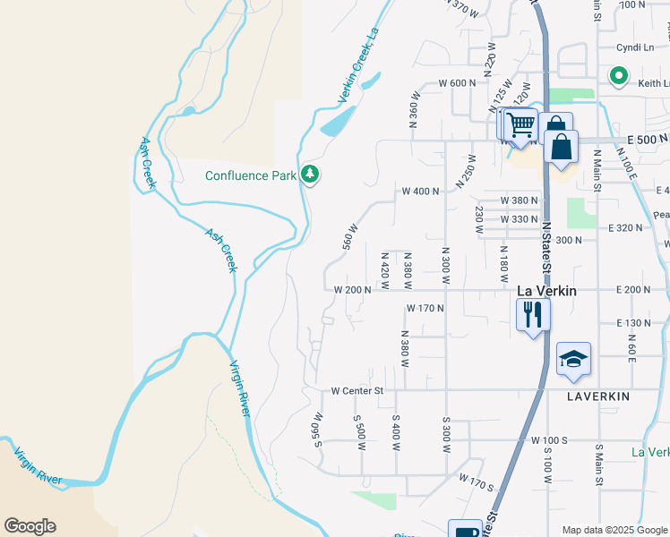 map of restaurants, bars, coffee shops, grocery stores, and more near 240 North 560 West in La Verkin