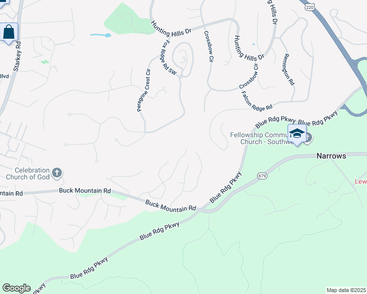 map of restaurants, bars, coffee shops, grocery stores, and more near 4392 Faircrest Lane in Cave Spring