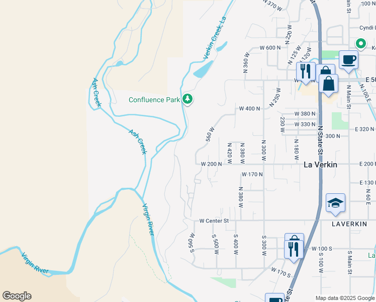 map of restaurants, bars, coffee shops, grocery stores, and more near 225 North 560 West in La Verkin