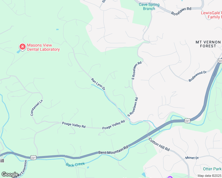 map of restaurants, bars, coffee shops, grocery stores, and more near 6594 Woodbrook Drive in Roanoke