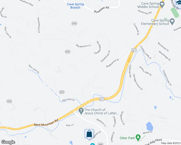 map of restaurants, bars, coffee shops, grocery stores, and more near 6044 Sunnycrest Road in Roanoke