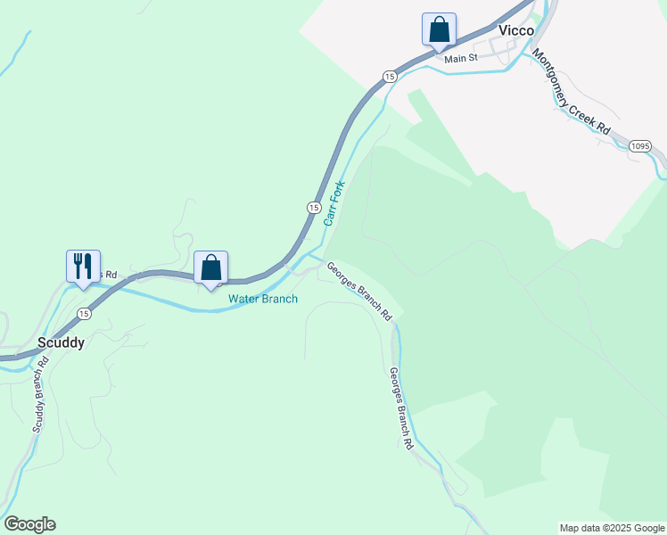 map of restaurants, bars, coffee shops, grocery stores, and more near State Highway 3197 in Vicco