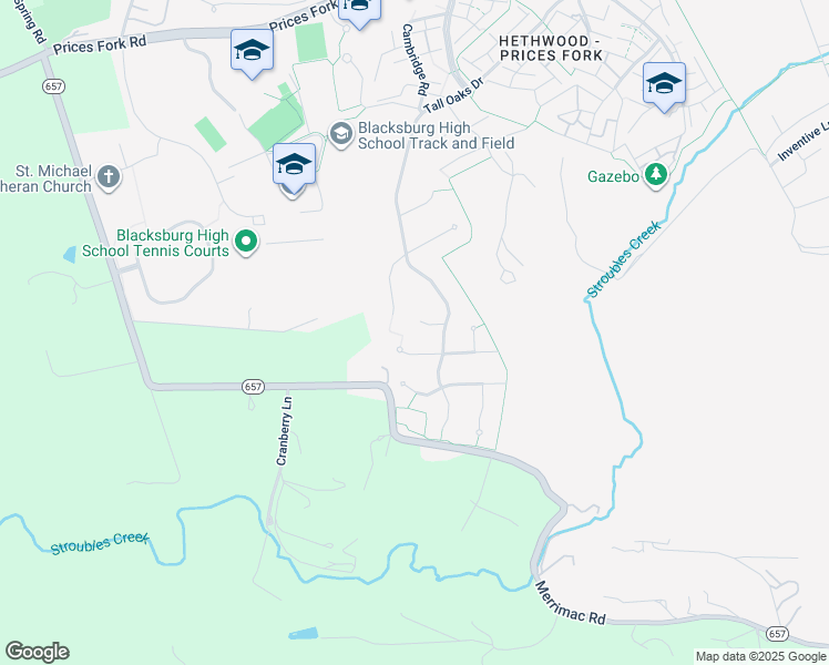 map of restaurants, bars, coffee shops, grocery stores, and more near 3005 McLean Court in Blacksburg