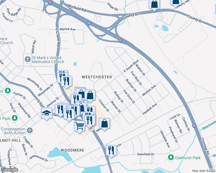 map of restaurants, bars, coffee shops, grocery stores, and more near 2004 Bishop Street in Petersburg