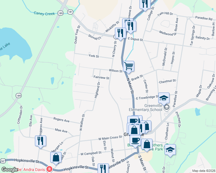 map of restaurants, bars, coffee shops, grocery stores, and more near 226-238 North Cherry Street in Greenville