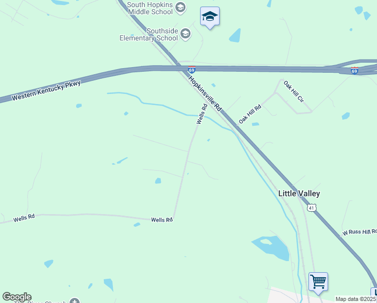 map of restaurants, bars, coffee shops, grocery stores, and more near 257 Wells Road in Nortonville