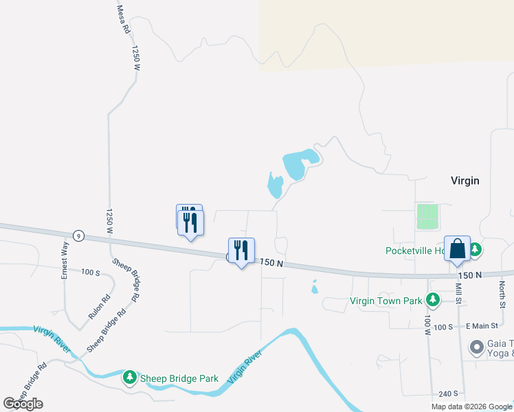 map of restaurants, bars, coffee shops, grocery stores, and more near 740 West 225 North in Virgin