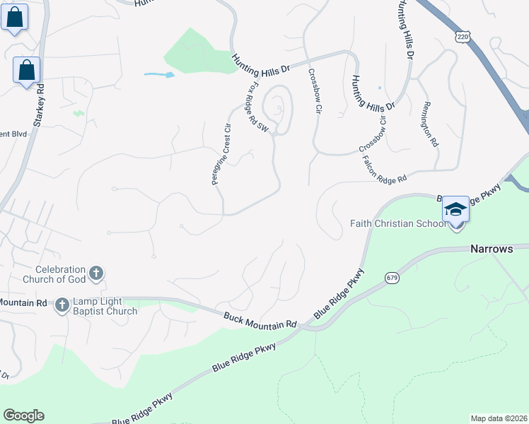 map of restaurants, bars, coffee shops, grocery stores, and more near 5008 Fox Ridge Rd in Roanoke
