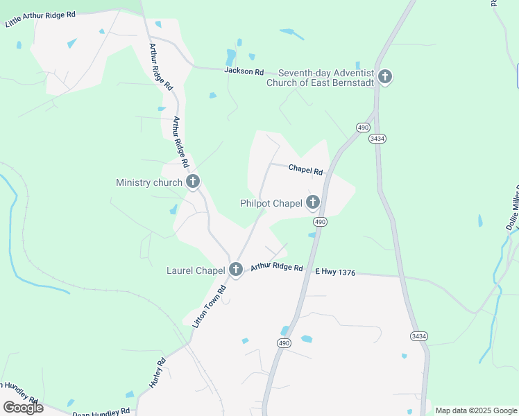 map of restaurants, bars, coffee shops, grocery stores, and more near 364 Chapel Road in East Bernstadt