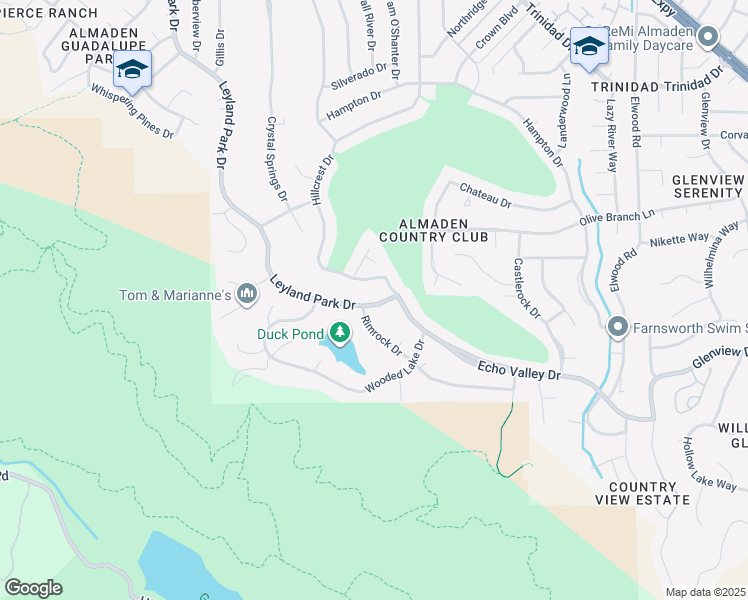 map of restaurants, bars, coffee shops, grocery stores, and more near 6844 Leyland Park Drive in San Jose