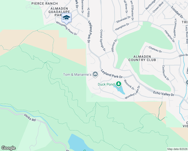 map of restaurants, bars, coffee shops, grocery stores, and more near 6815 Rockview Court in San Jose