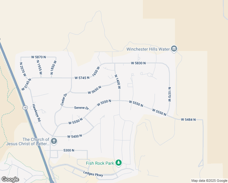 map of restaurants, bars, coffee shops, grocery stores, and more near 5655 N 1400 W in St George