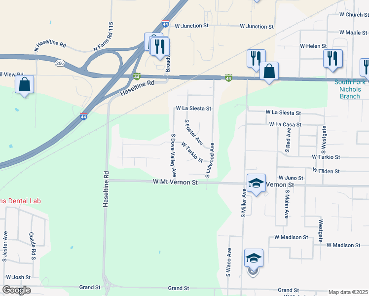 map of restaurants, bars, coffee shops, grocery stores, and more near 4822 West Tarkio Street in Springfield