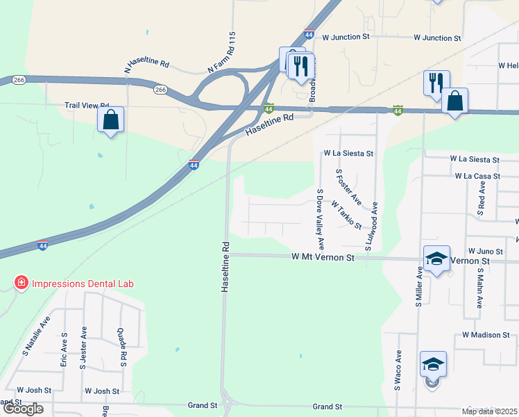 map of restaurants, bars, coffee shops, grocery stores, and more near 5016 West Tarkio Street in Springfield