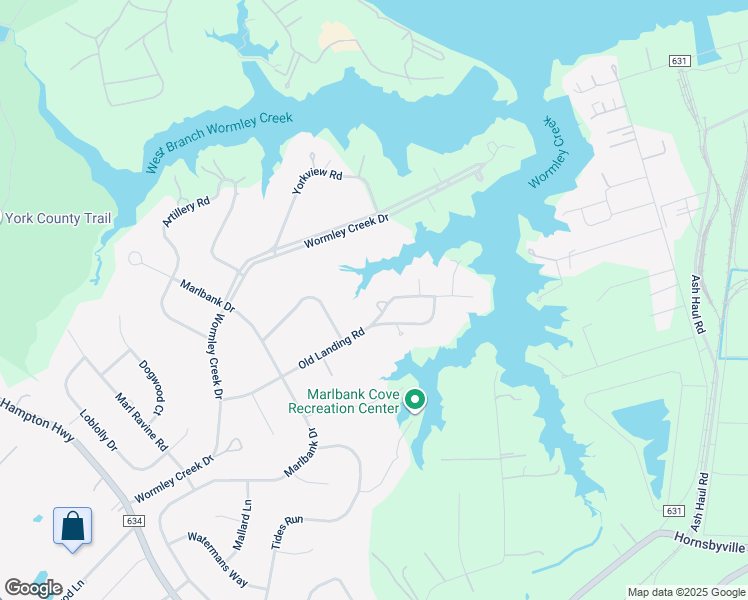 map of restaurants, bars, coffee shops, grocery stores, and more near 302 Old Landing Road in Yorktown
